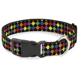 Plastic Clip Collar - Diamonds Black/Multi Neon