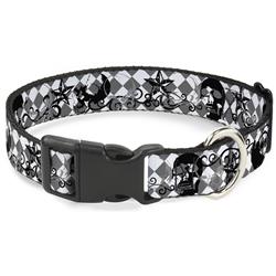 Plastic Clip Collar - Diamonds White/Gray w/Skulls