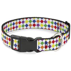 Plastic Clip Collar - Diamonds White/Multi Neon