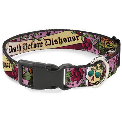 Plastic Clip Collar - Death Before Dishonor Pink