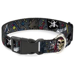 Plastic Clip Collar - Dead Men Tell No Tales Gray