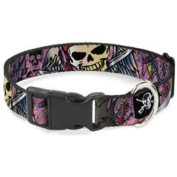 Plastic Clip Collar - Dead Men Tell No Tales Pink