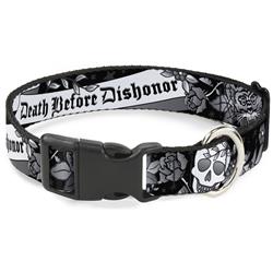 Plastic Clip Collar - Death Before Dishonor Black/White
