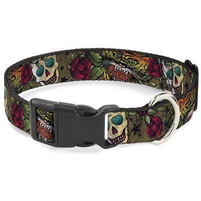 Plastic Clip Collar - Death Before Dishonor CLOSE-UP Olive