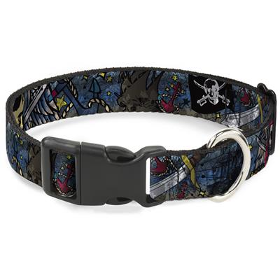 Plastic Clip Collar - Dead Men Tell No Tales CLOSE-UP Turquoise