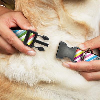 Plastic Clip Collar - Diagonal Stripes White/Multi Color