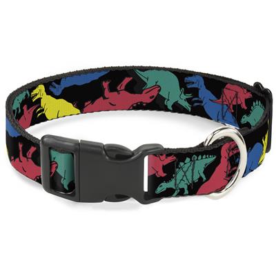 Plastic Clip Collar - Dinosaurs Black/Multi Color