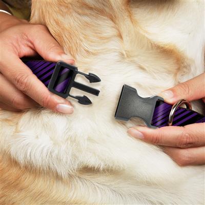 Plastic Clip Collar - Diagonal Stripes Black/Purple