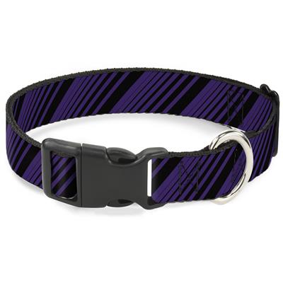 Plastic Clip Collar - Diagonal Stripes Black/Purple