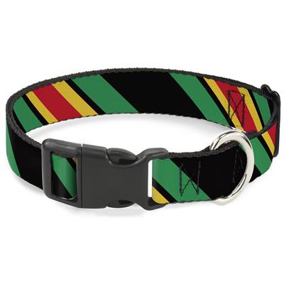 Plastic Clip Collar - Diagonal Stripes Black/Green/Yellow/Red