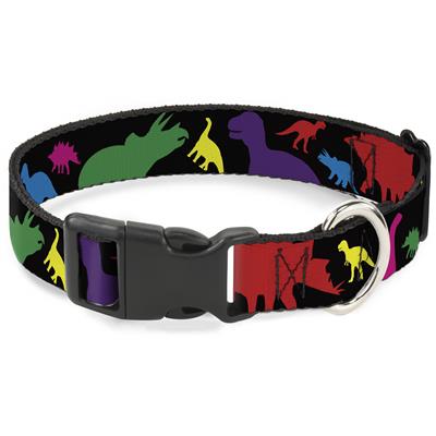 Plastic Clip Collar - Dinosaur Silhouette Black/Multi Color