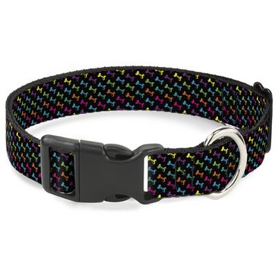 Plastic Clip Collar - Dog Bone Black/Multi Color