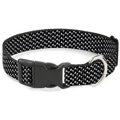 Plastic Clip Collar - Dog Bone Black/White