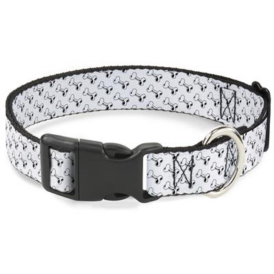Plastic Clip Collar - Dog Bone White/Black