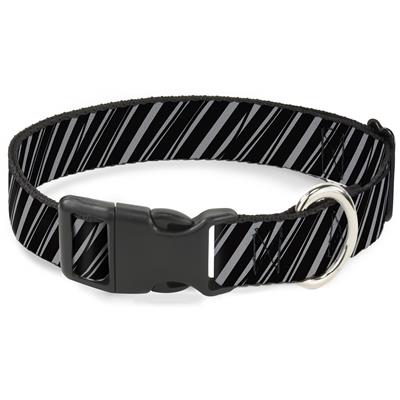 Plastic Clip Collar - Diagonal Stripes Scribble Gray/Black