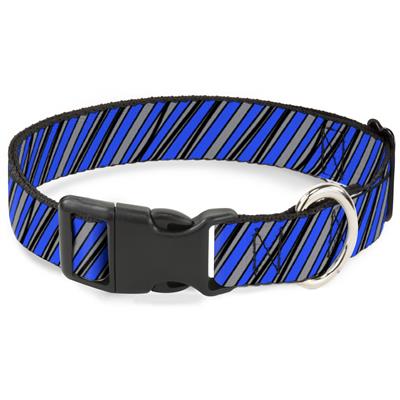 Plastic Clip Collar - Diagonal Stripes Scribble Gray/Blue