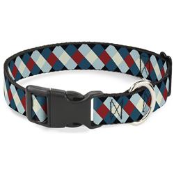 Plastic Clip Collar - Diamond Plaid Blues/Khaki/Red
