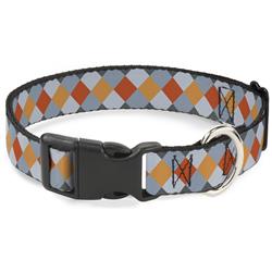 Plastic Clip Collar - Diamond Plaid Grays/Orange