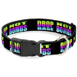 Plastic Clip Collar - DROP BASS NOT BOMBS Black/Rainbow