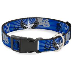 Plastic Clip Collar - Die Hard Skulls & Stars1 Blue/Grays