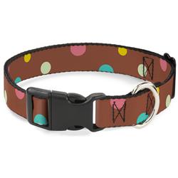 Plastic Clip Collar - Dots Brown/Multi Pastel