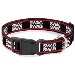 Plastic Clip Collar - Double SWAG Black/White/Red Stripe