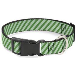 Plastic Clip Collar - Diagonal Stripes Pastel Greens