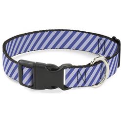 Plastic Clip Collar - Diagonal Stripes Pastel Blues