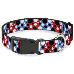 Plastic Clip Collar - Dot Blocks Blue/Red/Black/White