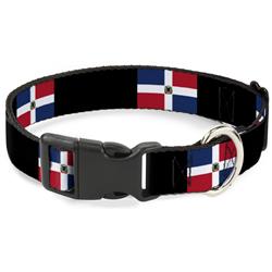 Plastic Clip Collar - Dominican Republic Flags/Black Blocks