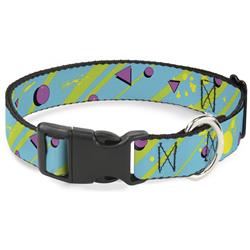 Plastic Clip Collar - Eighties Party Blue/Yellow/Pink