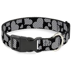 Plastic Clip Collar - Eighties Hearts Black/White