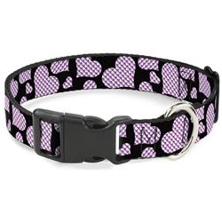 Plastic Clip Collar - Eighties Hearts Black/Fuchsia/White