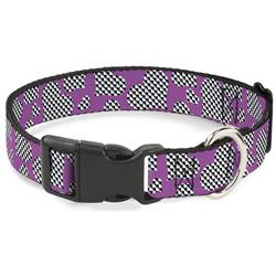 Plastic Clip Collar - Eighties Hearts Fuchsia/Black/White