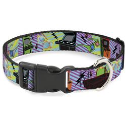Plastic Clip Collar - Eighties Arcade Multi Neon Stripes