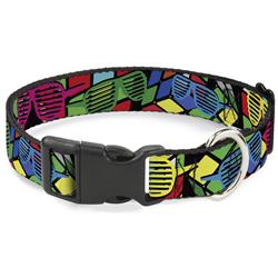 Plastic Clip Collar - Eighties Shades Rubiks Black/Neon
