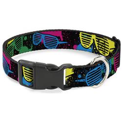 Plastic Clip Collar - Eighties Shades Splatter Black/Neon