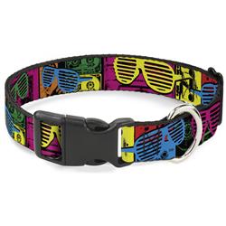 Plastic Clip Collar - Eighties Shades Tapes Black/Neon