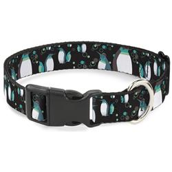 Plastic Clip Collar - Emperor Penguins w/Bubbles Black/Gray/Turqs