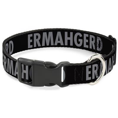 Plastic Clip Collar - ERMAHGERD! Black/Gray