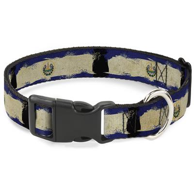Plastic Clip Collar - El Salvador Flag Distressed Painting