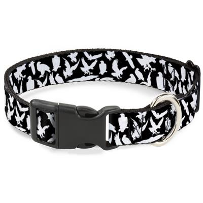 Plastic Clip Collar - Eagle Silhouettes Scattered Black/White