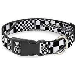 Plastic Clip Collar - Funky Checkers Black/White