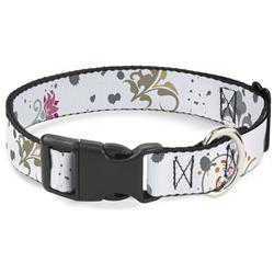 Plastic Clip Collar - Flower Splatter White/Gray
