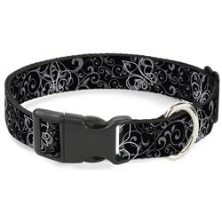 Plastic Clip Collar - Fleur-de-Lis Outline w/Filigree Black/Gray