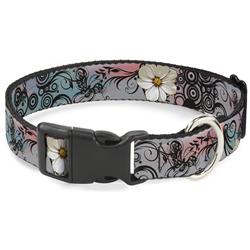 Plastic Clip Collar - Flowers w/Filigree Pink