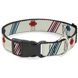 Plastic Clip Collar - Fire Hydrants/Stripes Tan/Blues/Reds
