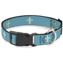 Plastic Clip Collar - Fleur-de-Lis2 Baby Blue/Tan/Lime Green