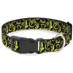Plastic Clip Collar - Filigree Navy/Yellow