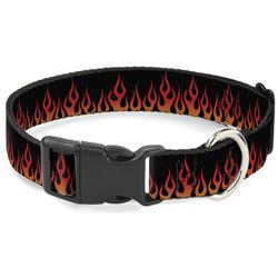 Plastic Clip Collar - Flames Black/Orange/Red